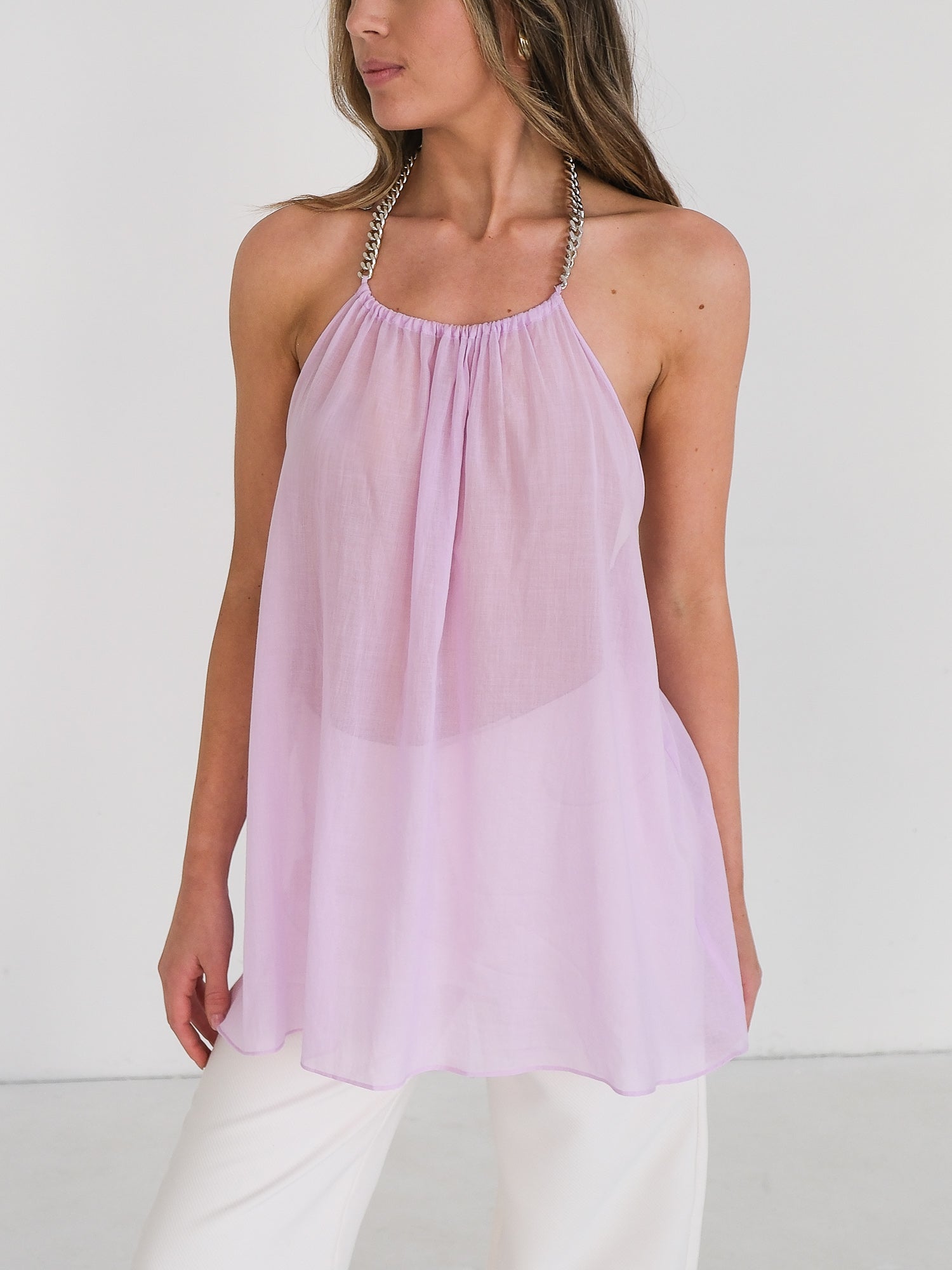 'Falabella' Cotton Halter Cover-up Mini Dress, Size S