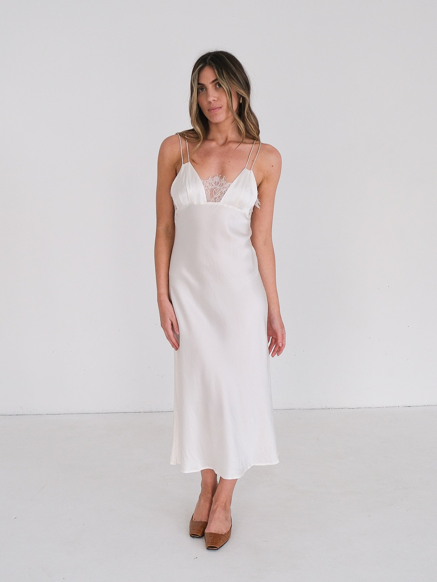 'Talisa' Silk Slip Midi Nightdress, Size S | AU 8
