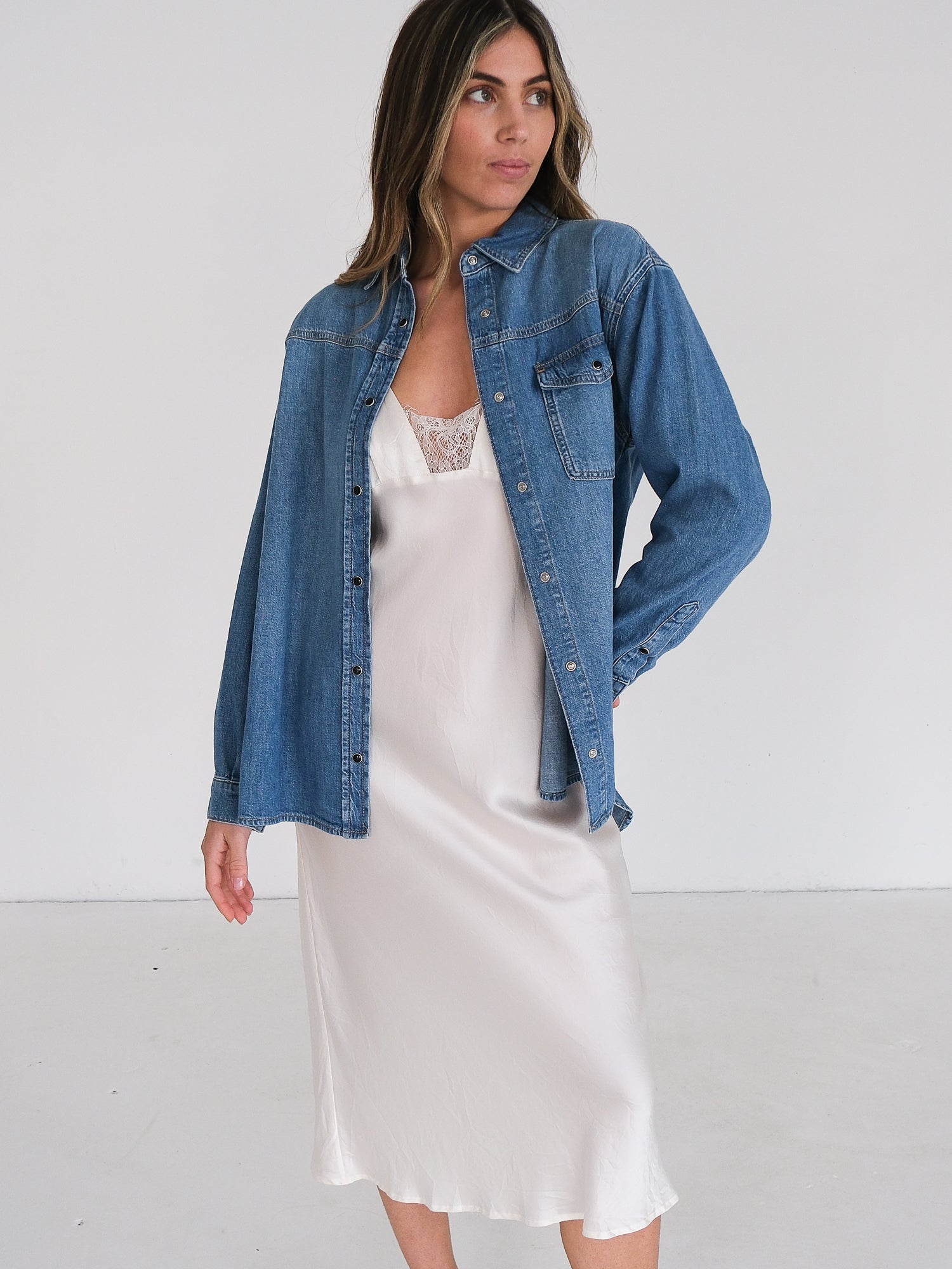 'Sloan' Oversized Denim Shirt, Size XS