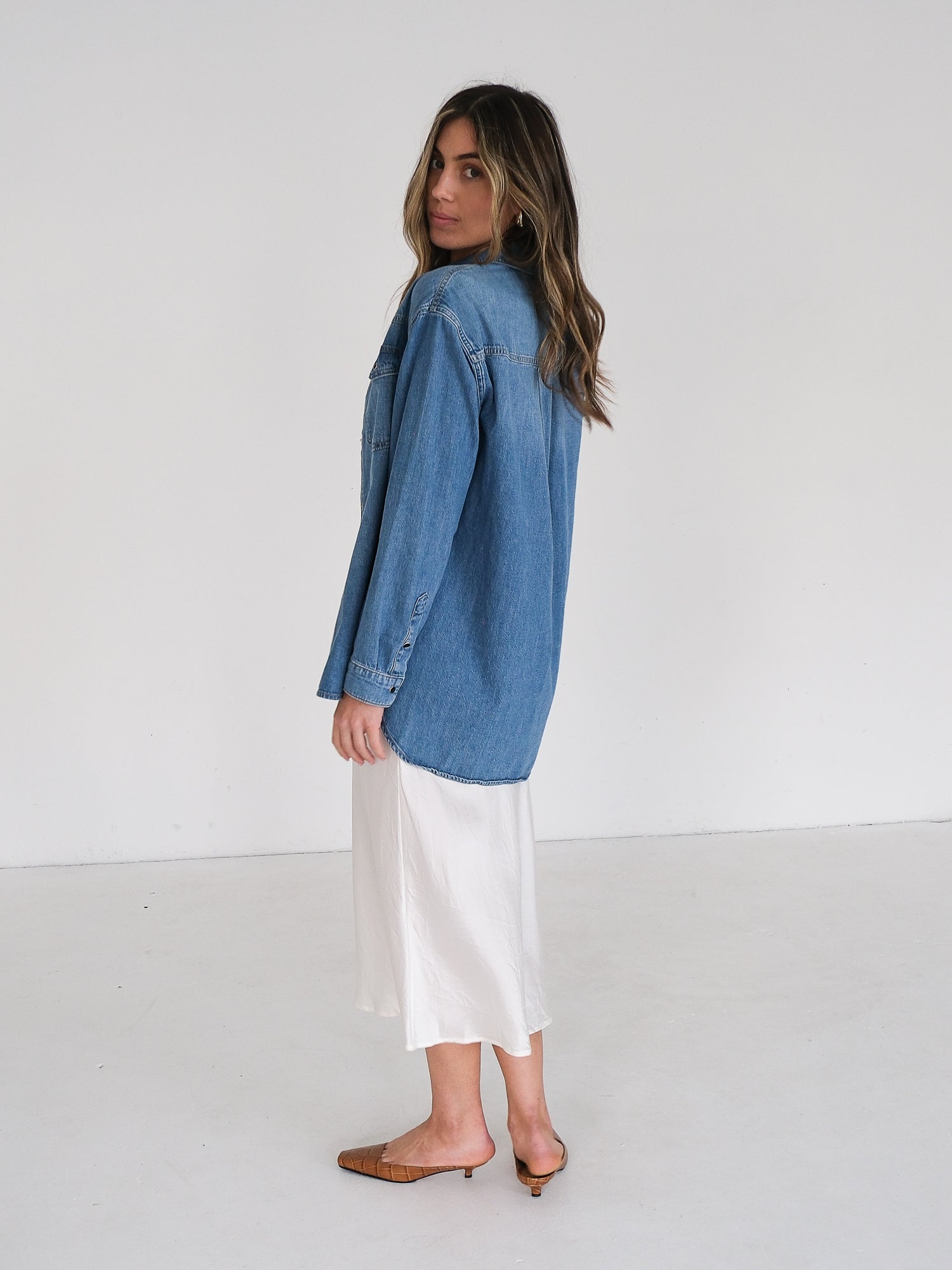 'Sloan' Oversized Denim Shirt, Size XS
