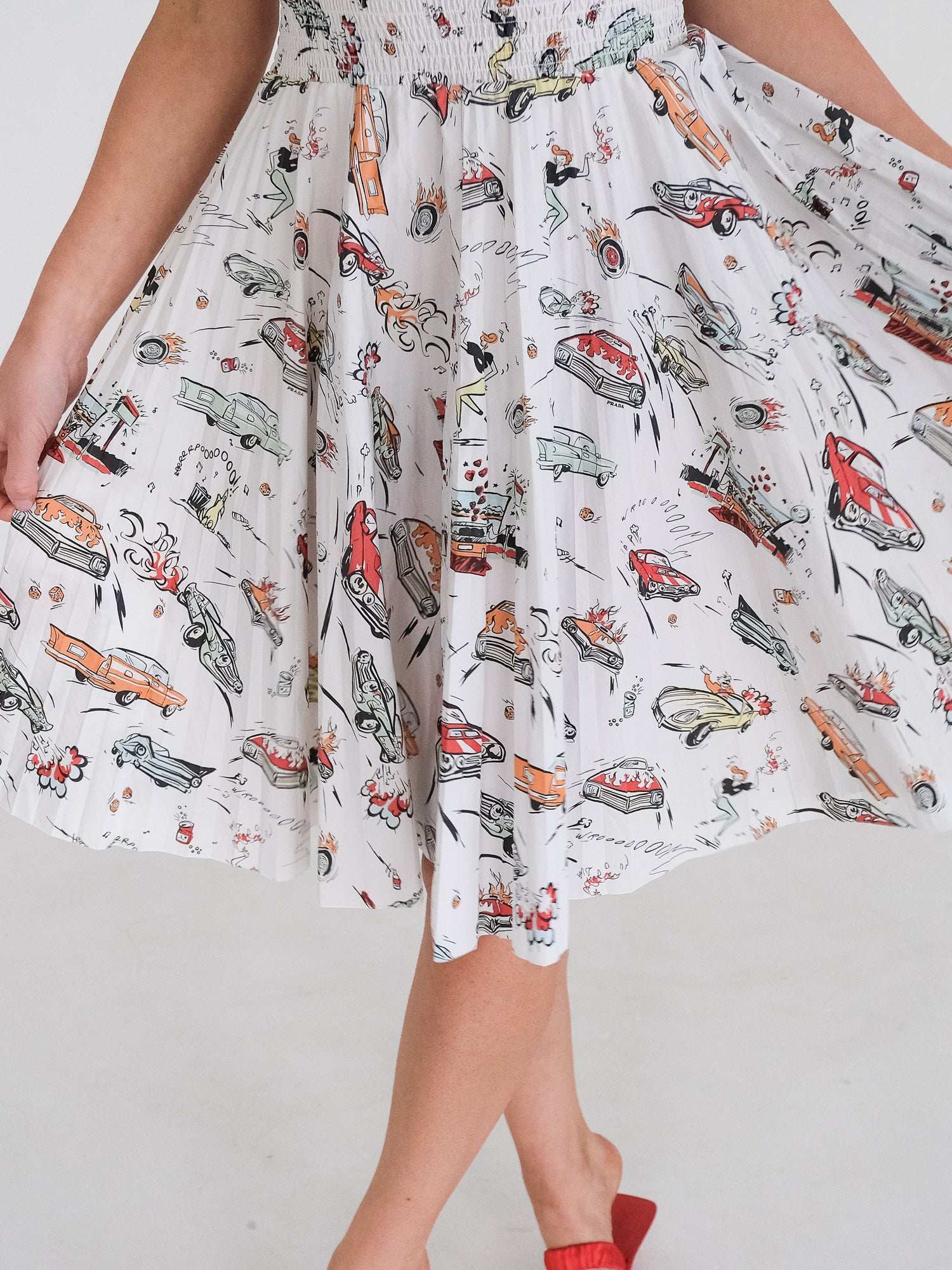 SS12 Americana Car Print Cotton Mini Dress, Size IT 40 | AU 8