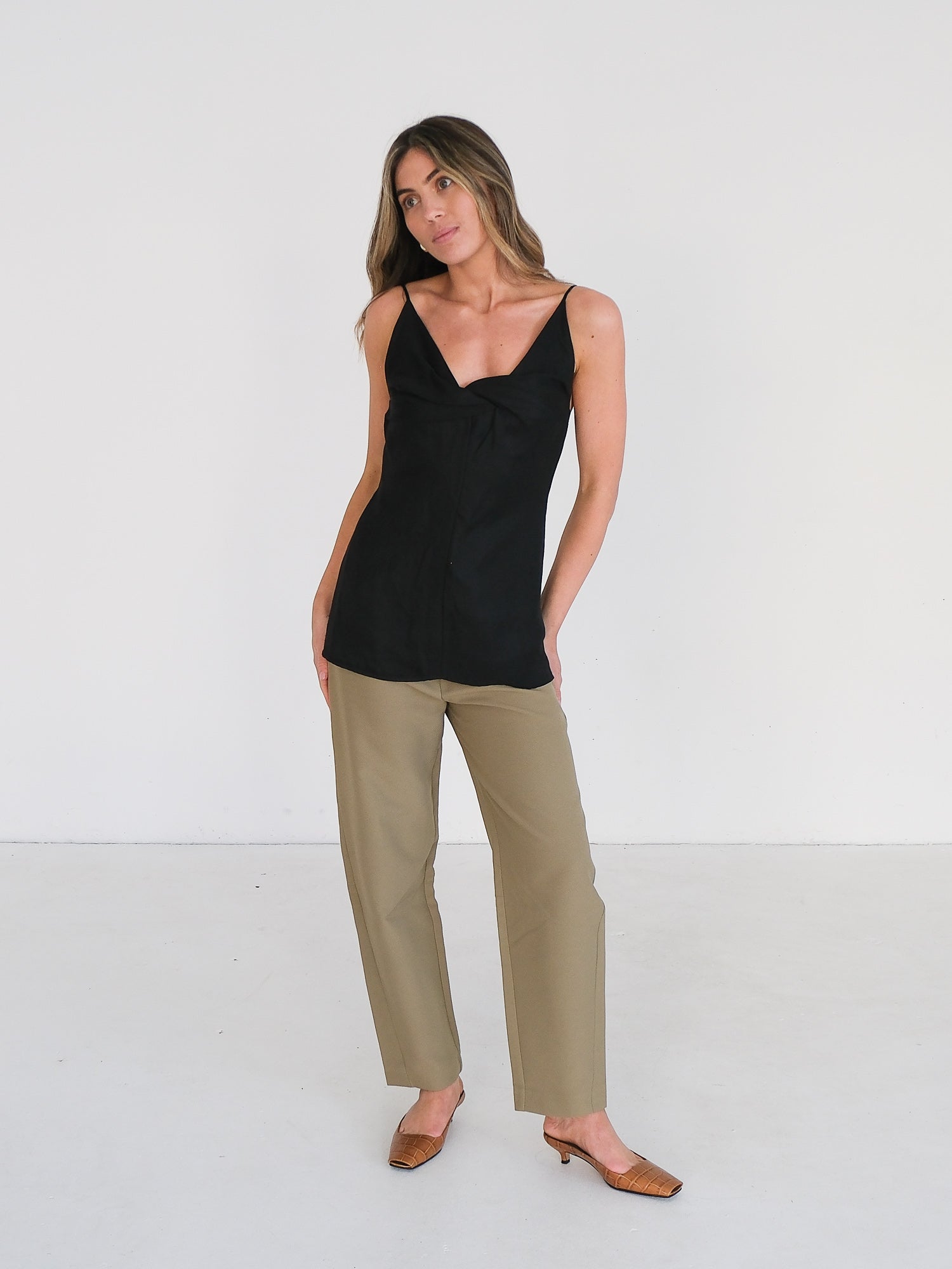 Twist-front Twill Camisole Top, Size S | AU 8