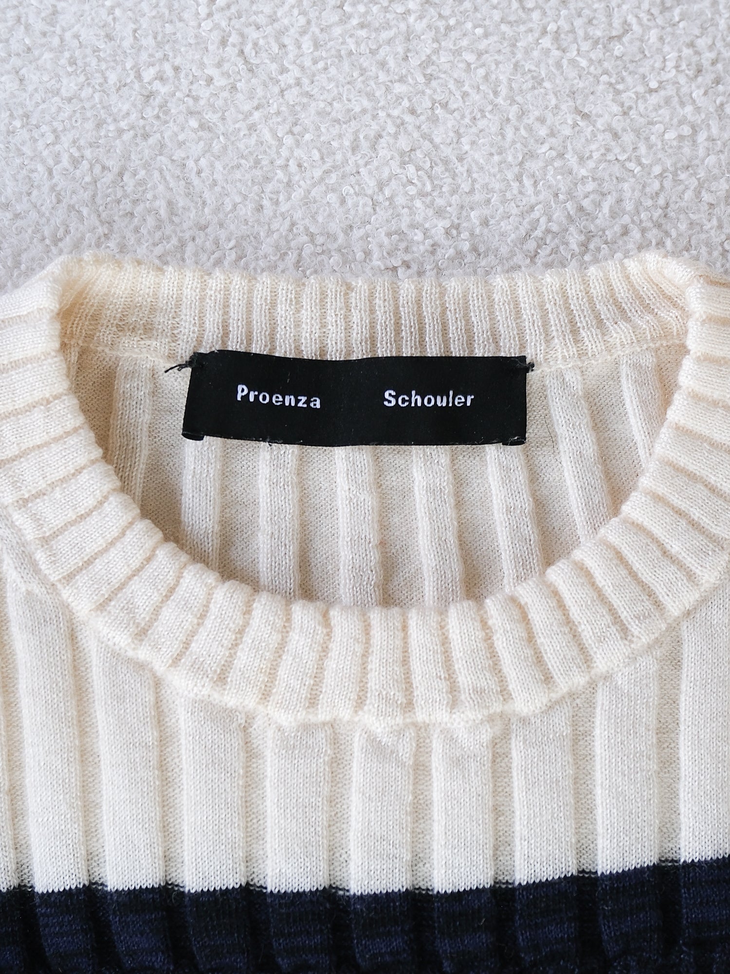 Striped Wool Blend Cropped Knit Sweater, Size XS