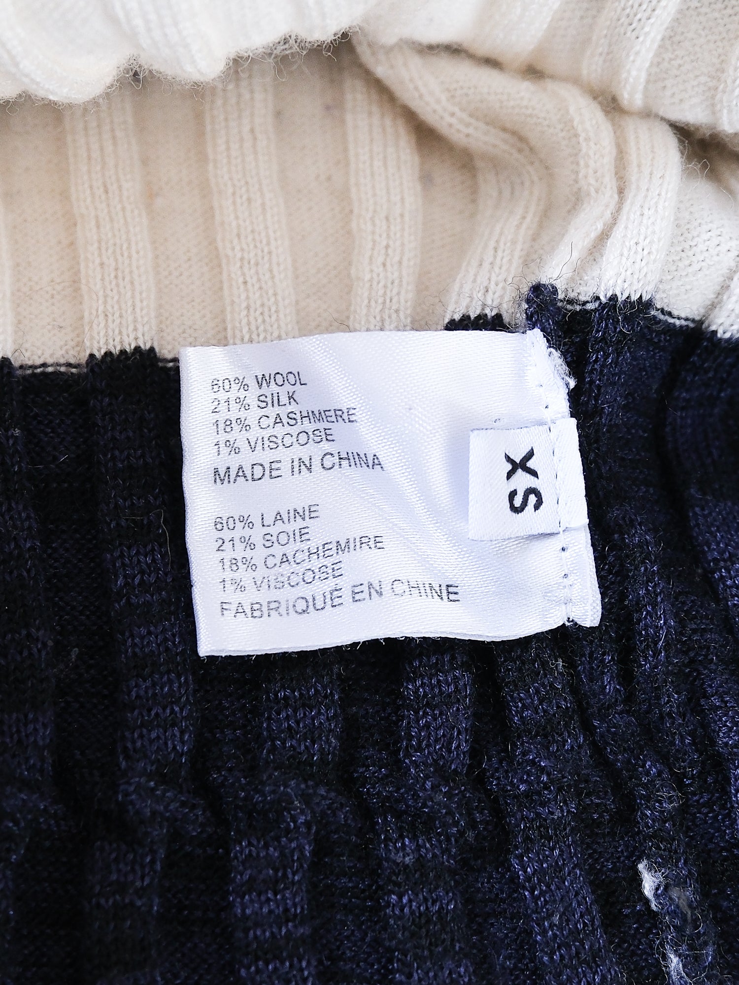 Striped Wool Blend Cropped Knit Sweater, Size XS
