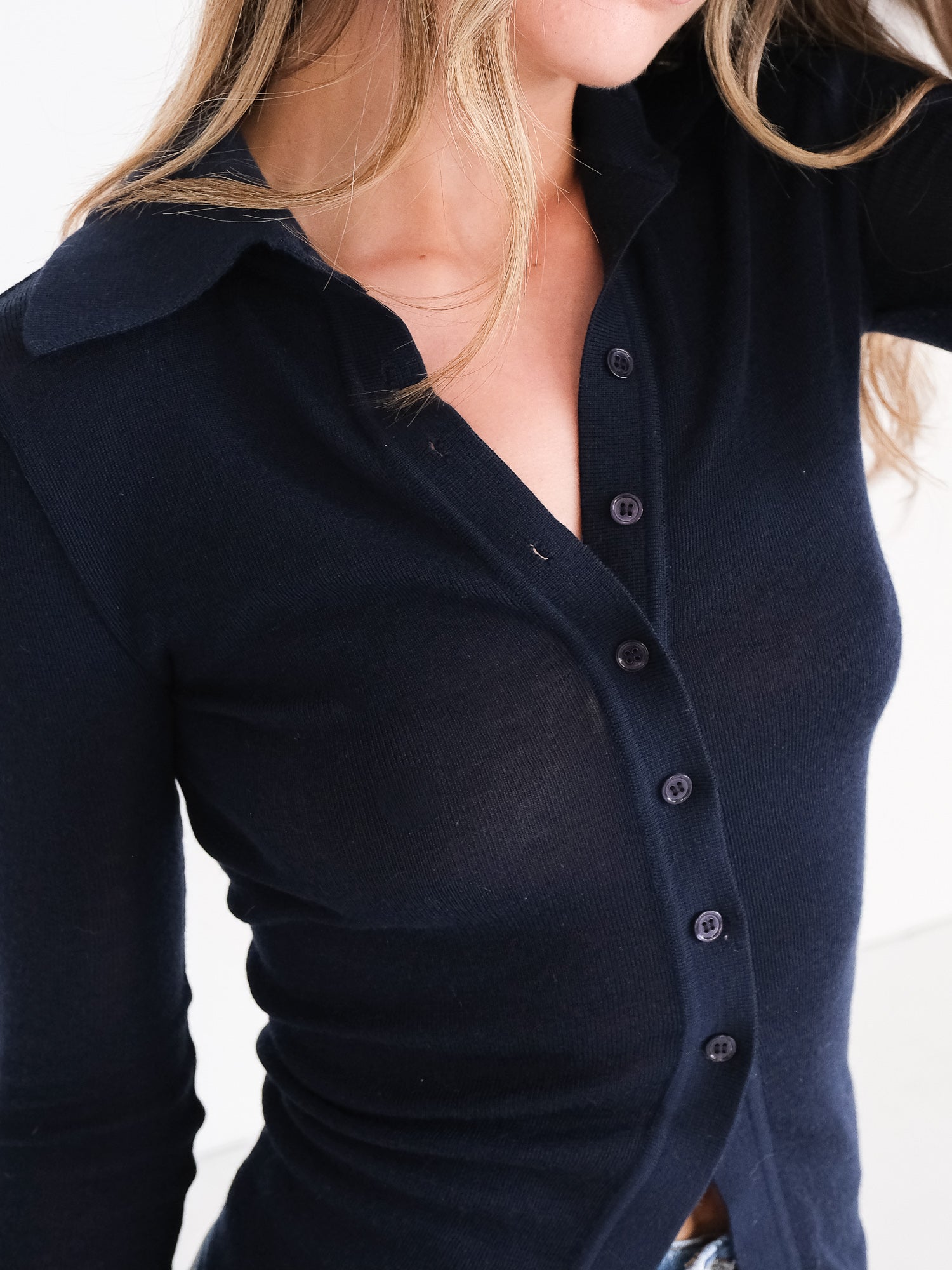 Babywool Extrafine Merino Knit Polo Top, Size S