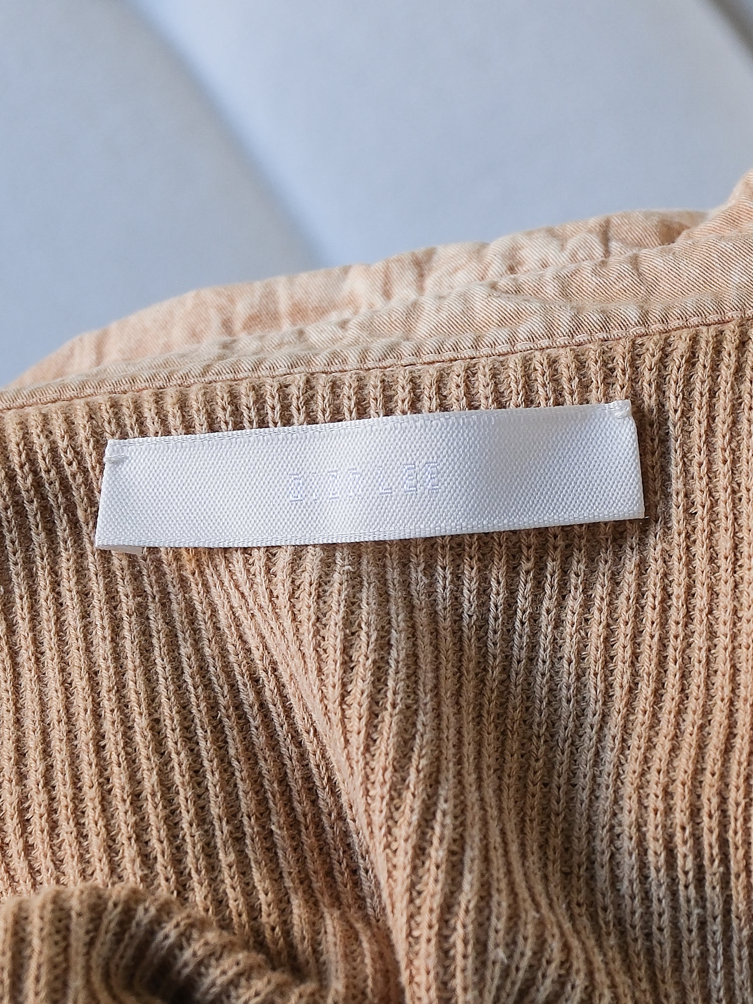 Garment-Dyed Cropped Knit Cardigan, Size S
