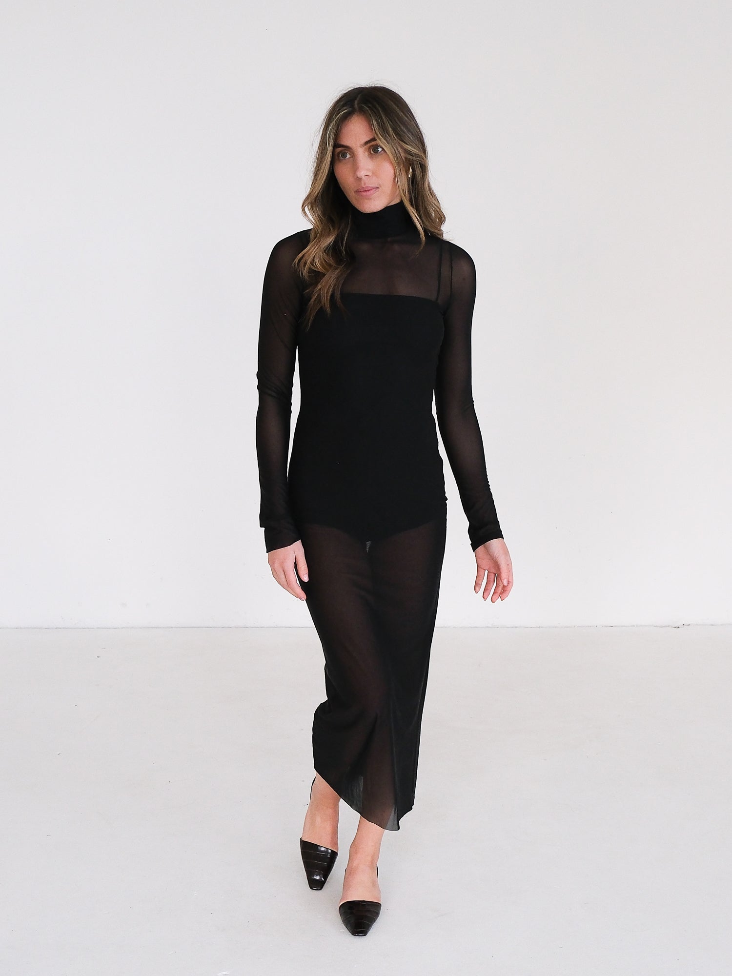 'New York' Stretch-Mesh Maxi Dress, Size 1 | AU 8