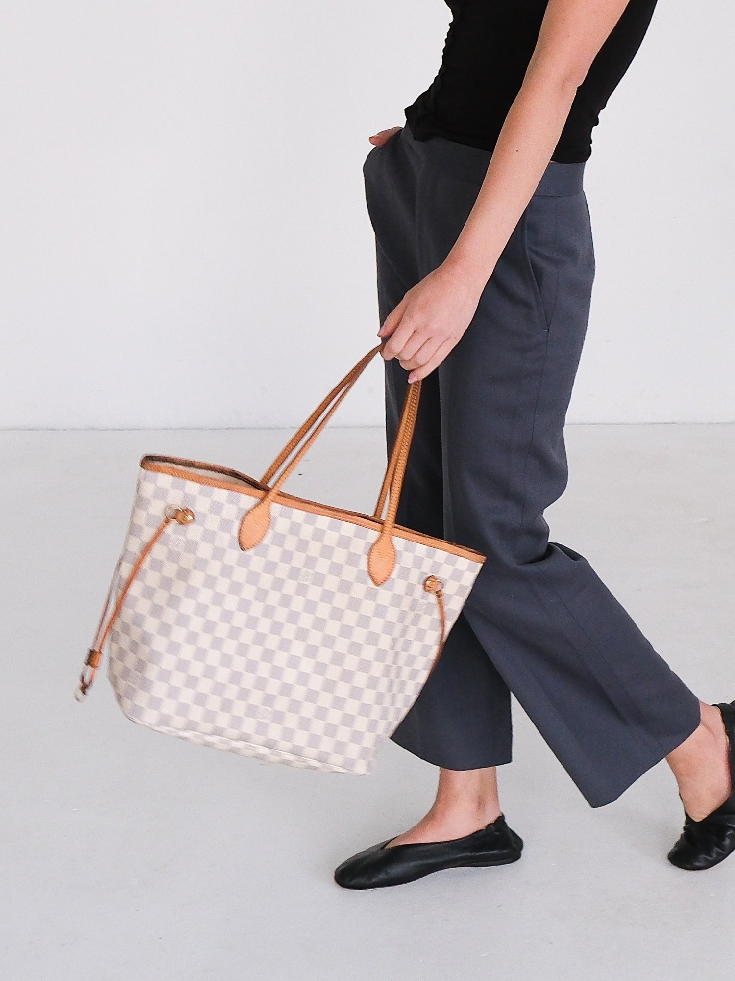 'Neverfull' MM Damier Azur Canvas Tote Bag